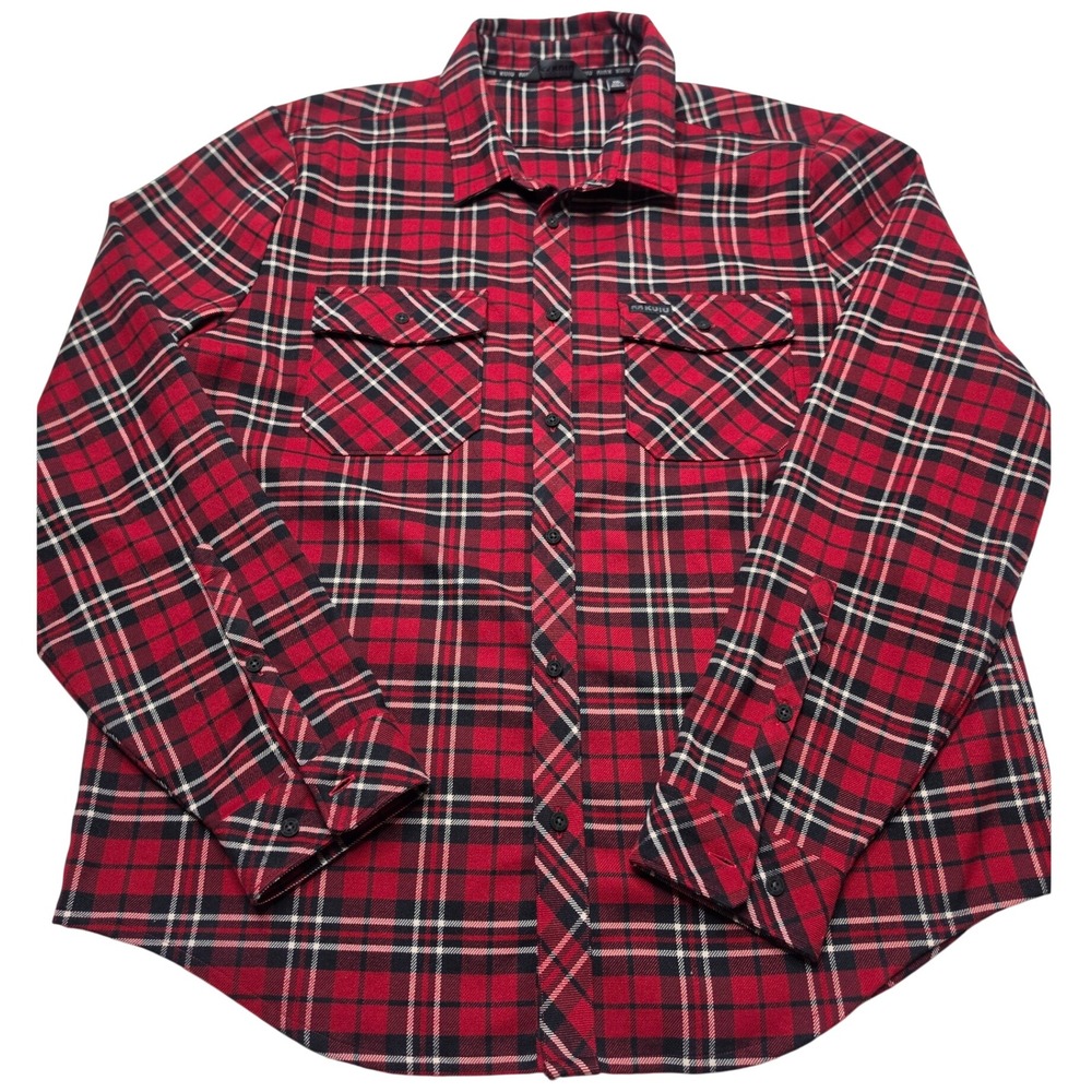 KUIU Outbound Flannel Shirt Mens XXL Red Black Plaid Long Sleeve Stretch Top